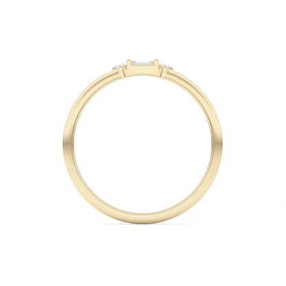 Three Stones Wedding Band with 0.097 TCW Round & Baguette Cut Moissanite – Yellow, White, or Rose Gold