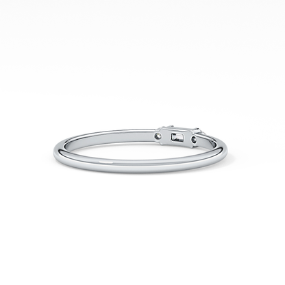 Three Stones Wedding Band with 0.097 TCW Round & Baguette Cut Moissanite – Yellow, White, or Rose Gold