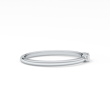 Three Stones Wedding Band with 0.097 TCW Round & Baguette Cut Moissanite – Yellow, White, or Rose Gold
