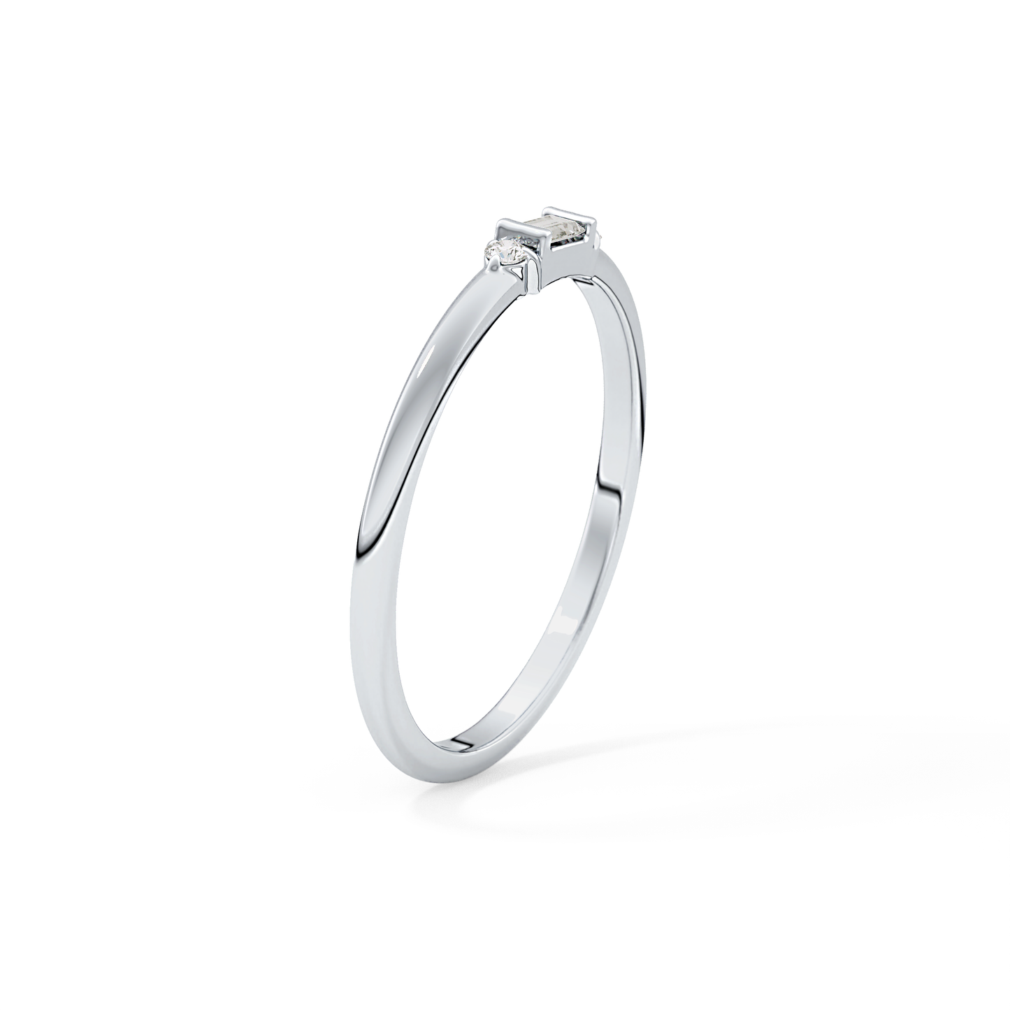 Three Stones Wedding Band with 0.097 TCW Round & Baguette Cut Moissanite – Yellow, White, or Rose Gold