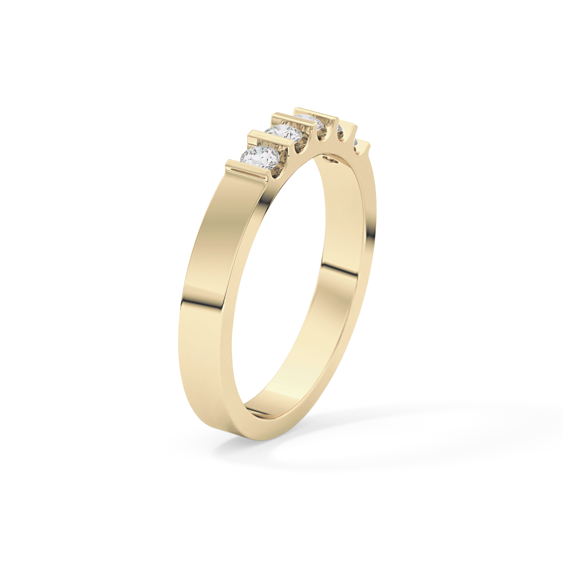 Five Stones Wedding Band with 0.37 TCW Round Cut Moissanite – Yellow, White, or Rose Gold