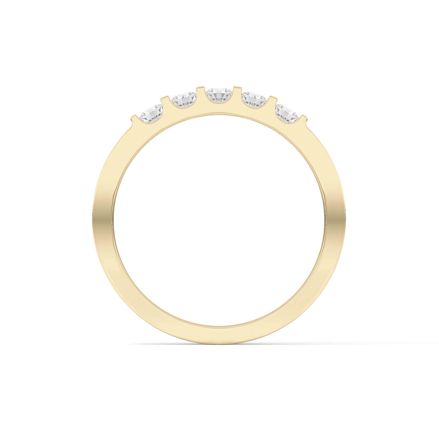 Five Stones Wedding Band with 0.37 TCW Round Cut Moissanite – Yellow, White, or Rose Gold