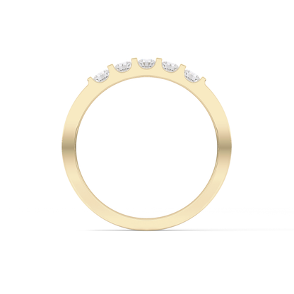 Five Stones Wedding Band with 0.37 TCW Round Cut Moissanite – Yellow, White, or Rose Gold