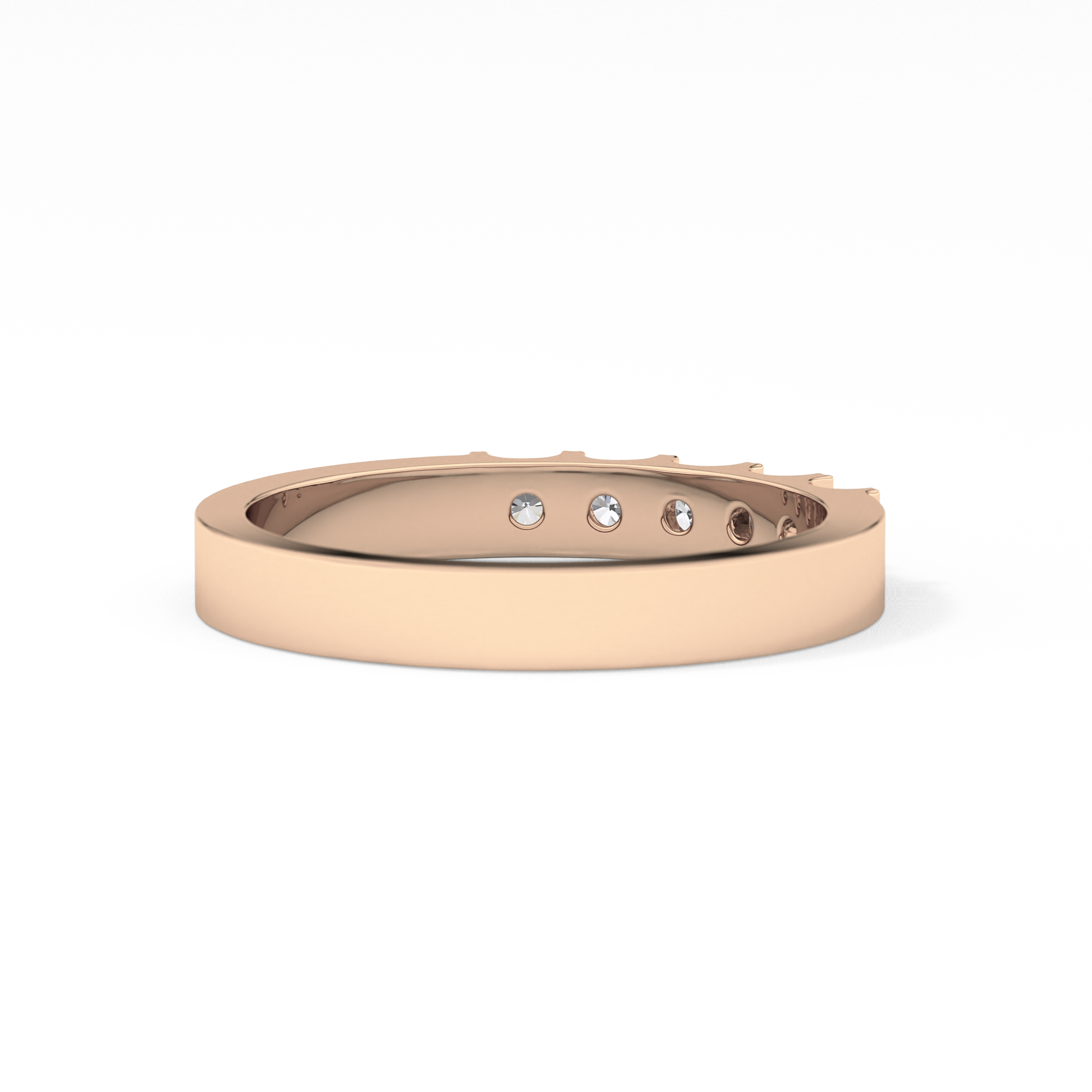 Five Stones Wedding Band with 0.37 TCW Round Cut Moissanite – Yellow, White, or Rose Gold