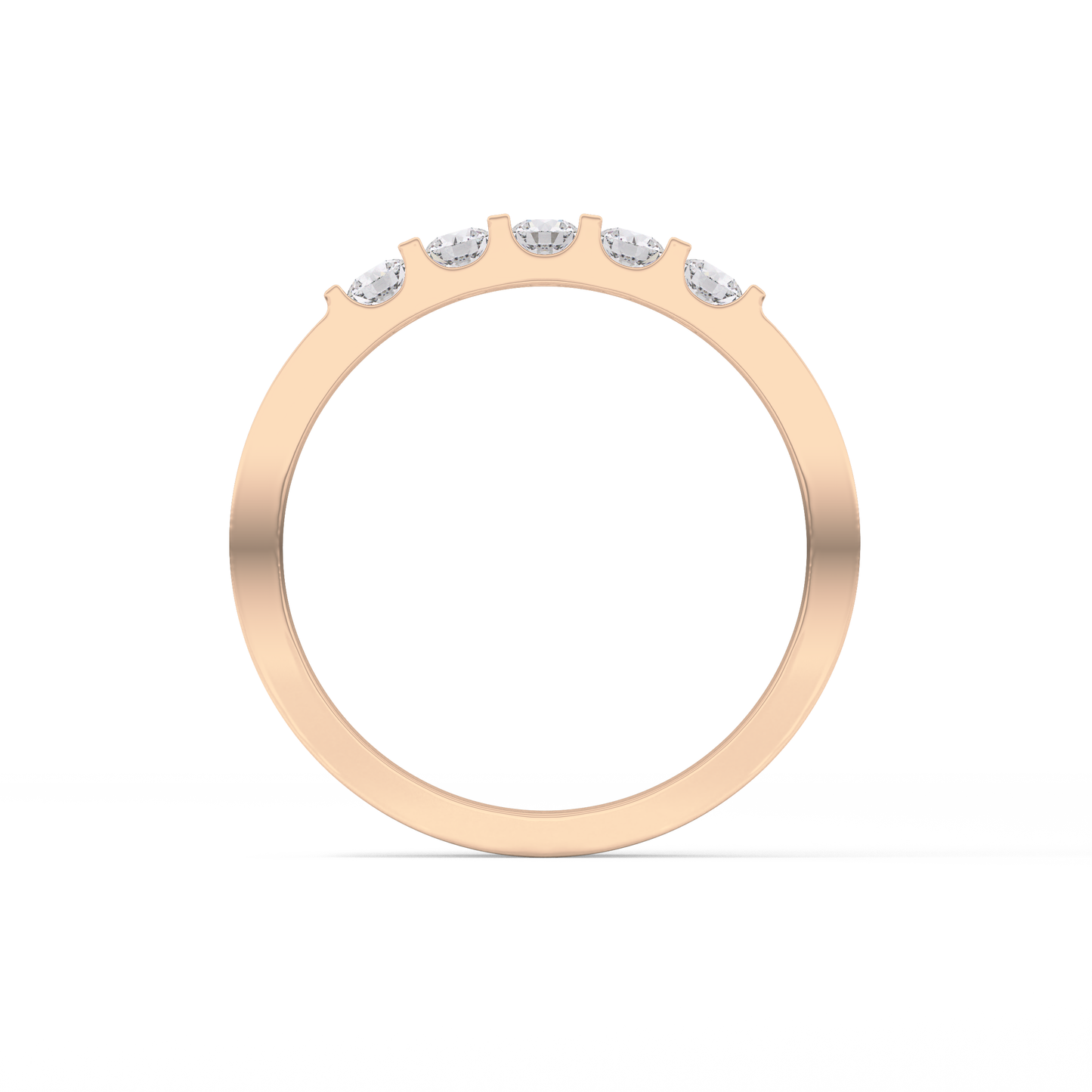 Five Stones Wedding Band with 0.37 TCW Round Cut Moissanite – Yellow, White, or Rose Gold