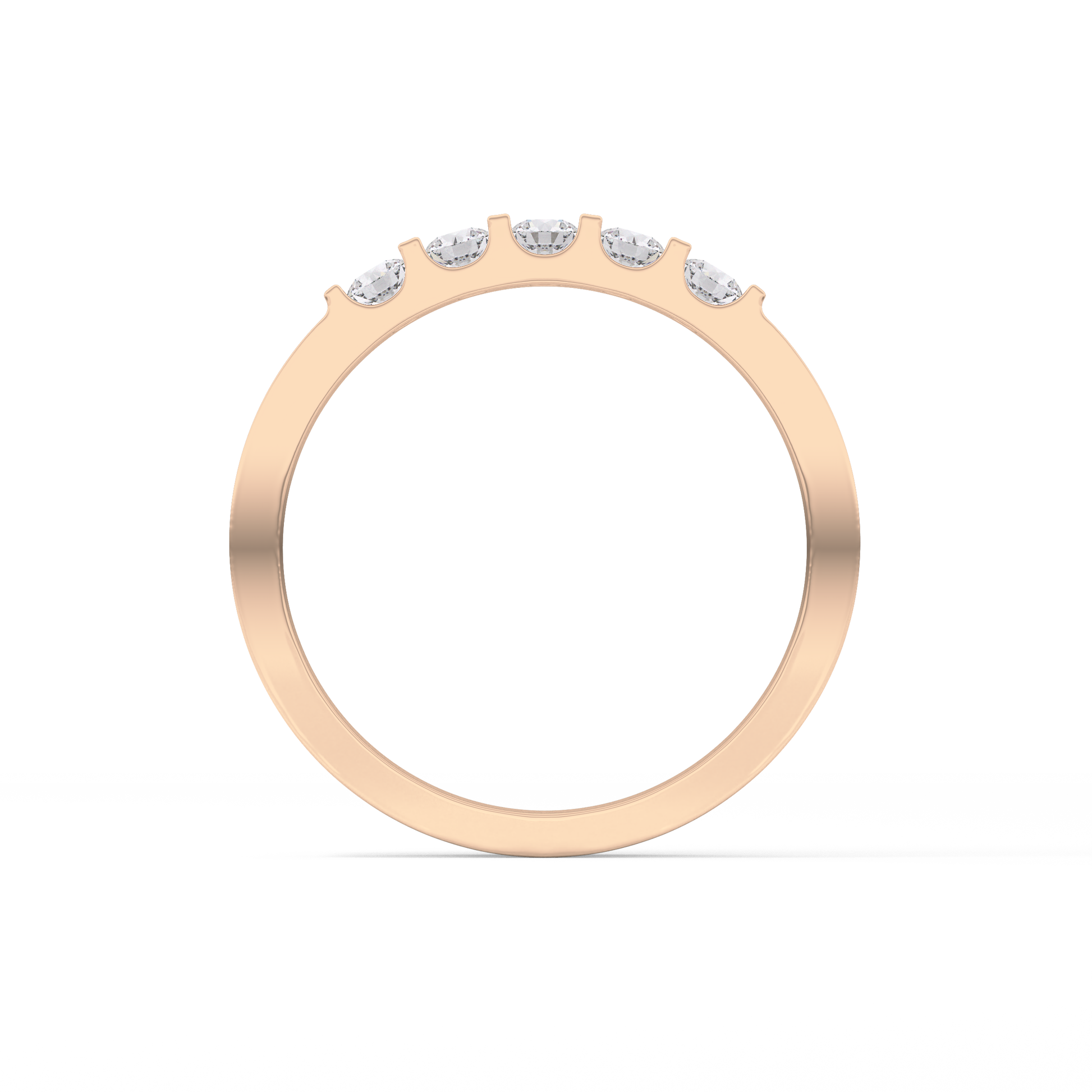 Five Stones Wedding Band with 0.37 TCW Round Cut Moissanite – Yellow, White, or Rose Gold
