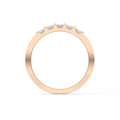 Five Stones Wedding Band with 0.37 TCW Round Cut Moissanite – Yellow, White, or Rose Gold