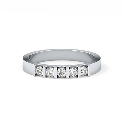 Five Stones Wedding Band with 0.37 TCW Round Cut Moissanite – Yellow, White, or Rose Gold