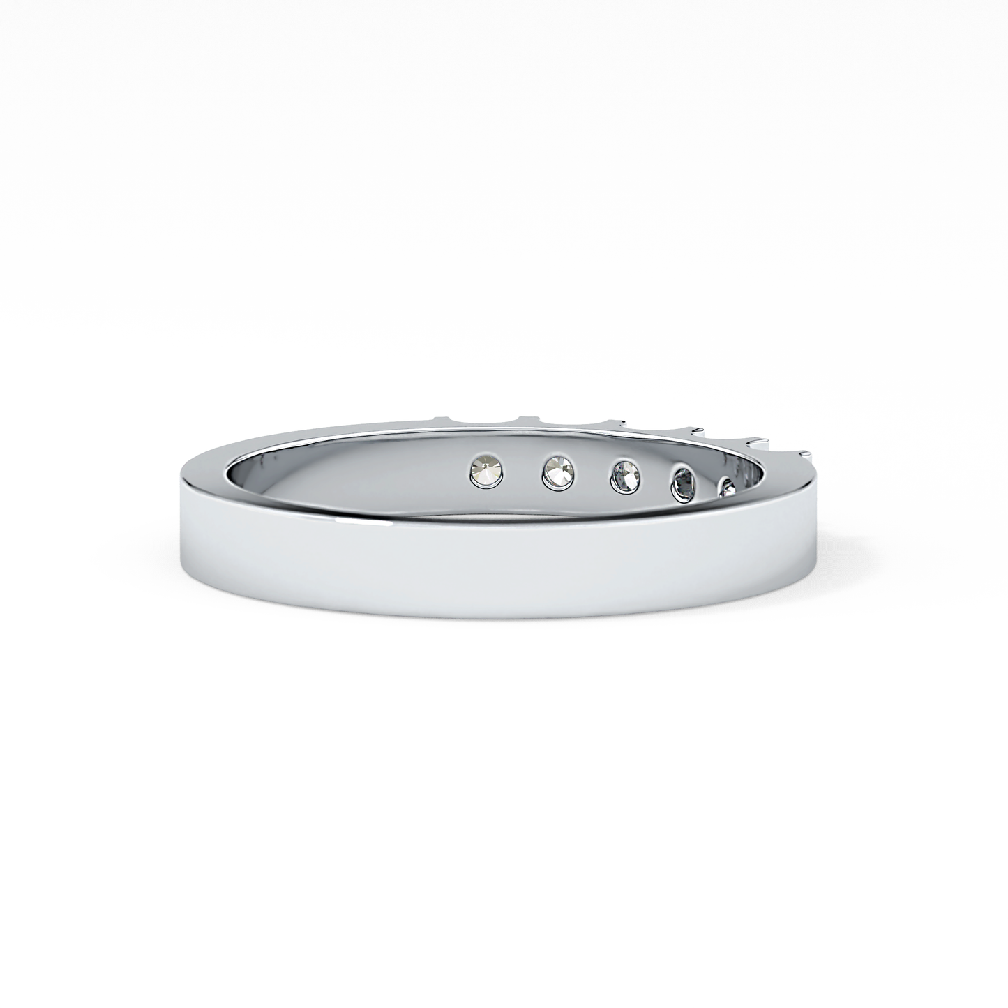 Five Stones Wedding Band with 0.37 TCW Round Cut Moissanite – Yellow, White, or Rose Gold