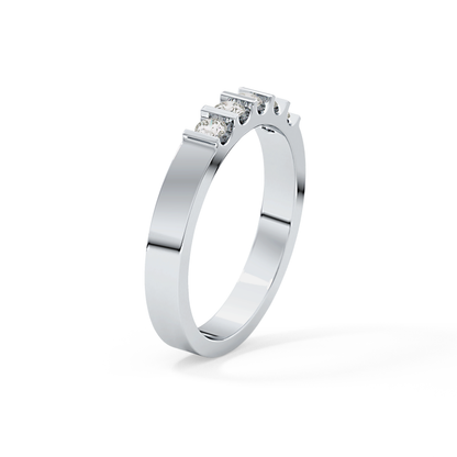 Five Stones Wedding Band with 0.37 TCW Round Cut Moissanite – Yellow, White, or Rose Gold