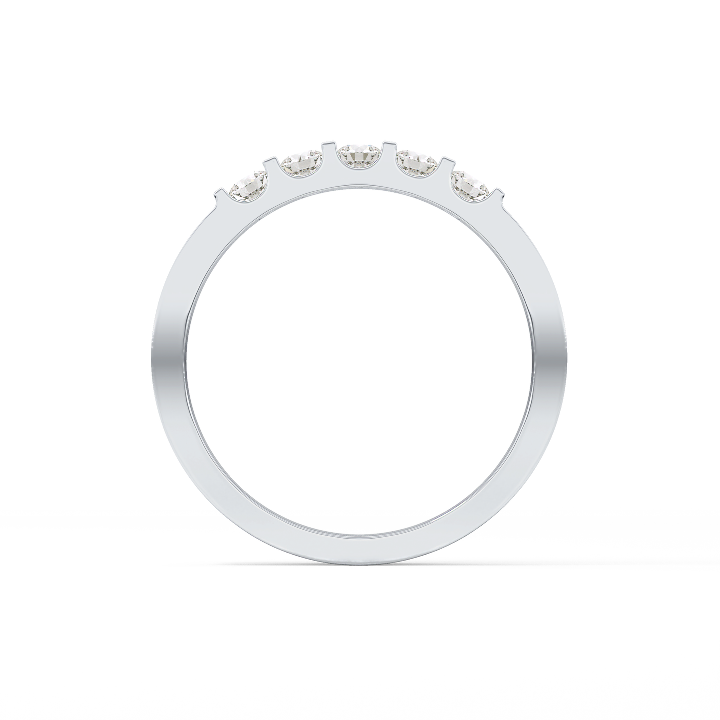 Five Stones Wedding Band with 0.37 TCW Round Cut Moissanite – Yellow, White, or Rose Gold