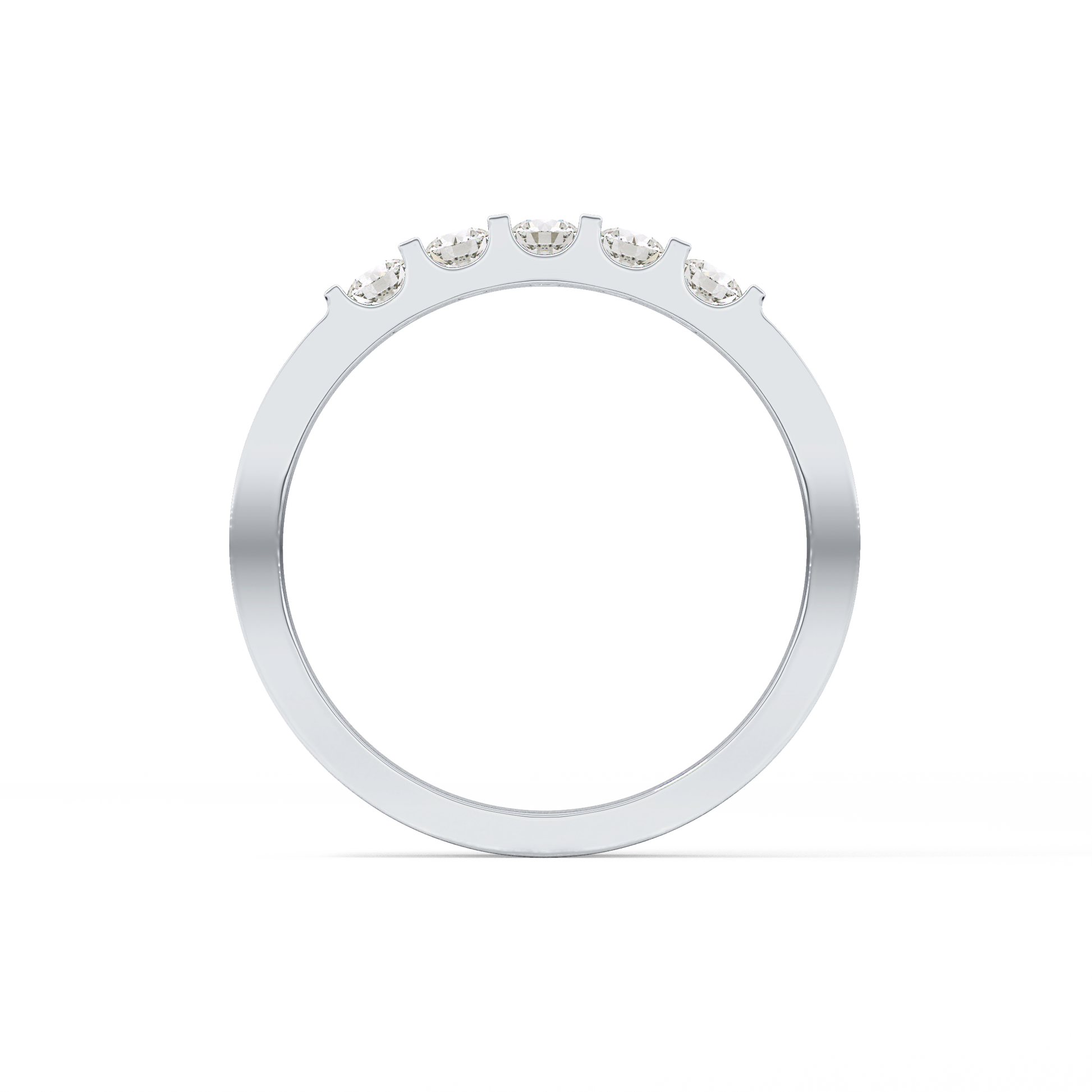 Five Stones Wedding Band with 0.37 TCW Round Cut Moissanite – Yellow, White, or Rose Gold