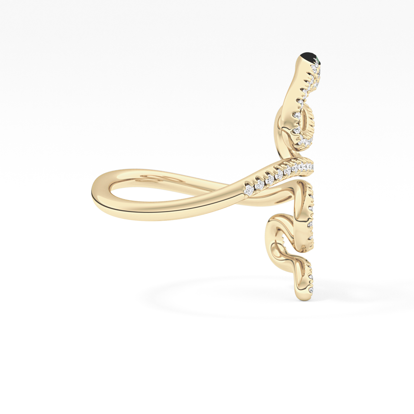 Snake Shape Wedding Band with 0.491 TCW Round Cut Moissanite – Yellow, White, or Rose Gold