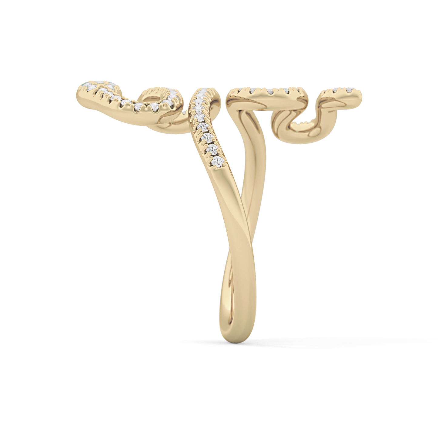 Snake Shape Wedding Band with 0.491 TCW Round Cut Moissanite – Yellow, White, or Rose Gold
