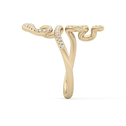 Snake Shape Wedding Band with 0.491 TCW Round Cut Moissanite – Yellow, White, or Rose Gold