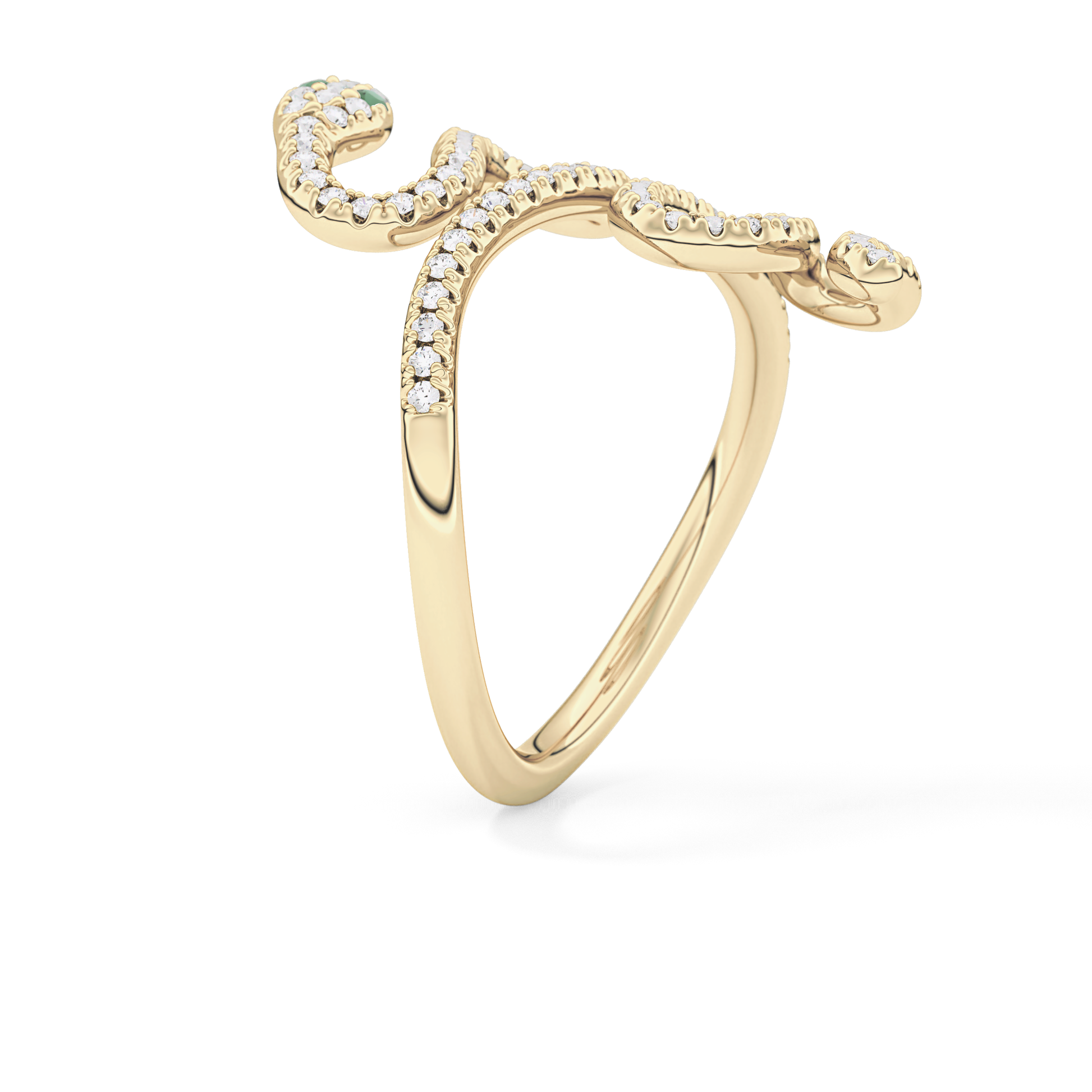 Snake Shape Wedding Band with 0.491 TCW Round Cut Moissanite – Yellow, White, or Rose Gold