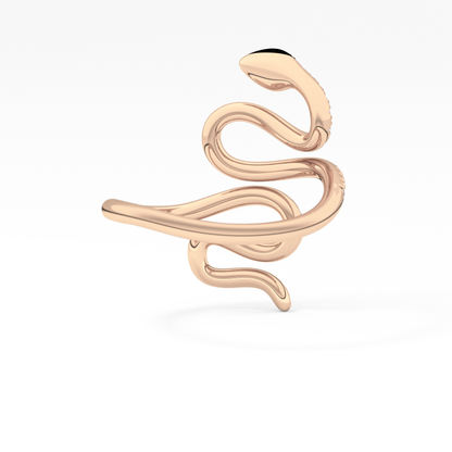 Snake Shape Wedding Band with 0.491 TCW Round Cut Moissanite – Yellow, White, or Rose Gold