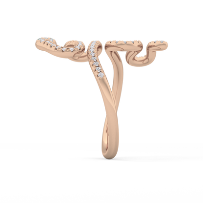 Snake Shape Wedding Band with 0.491 TCW Round Cut Moissanite – Yellow, White, or Rose Gold