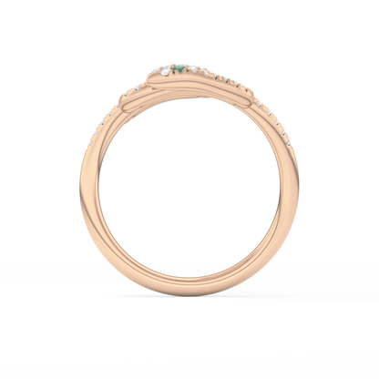 Snake Shape Wedding Band with 0.491 TCW Round Cut Moissanite – Yellow, White, or Rose Gold
