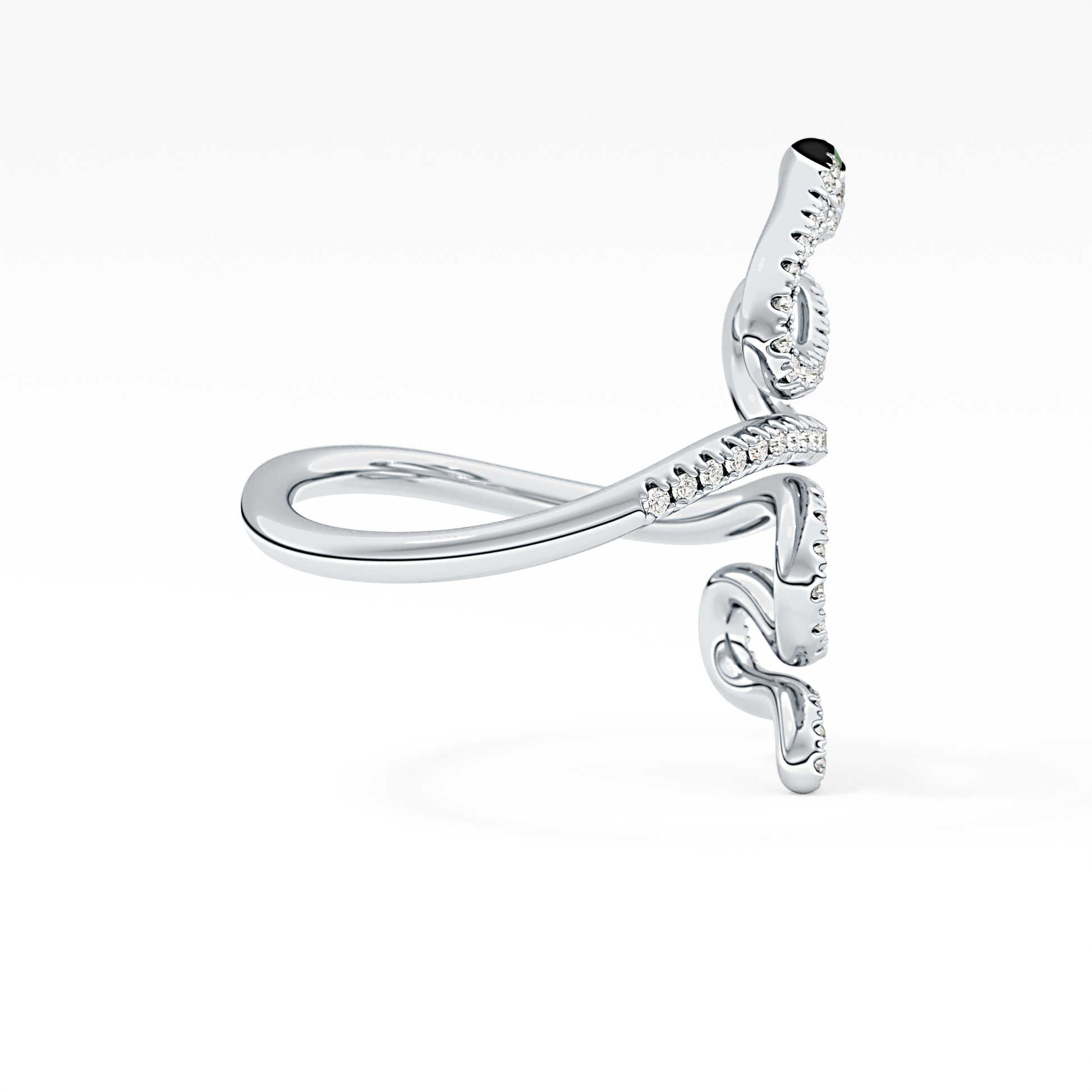 Snake Shape Wedding Band with 0.491 TCW Round Cut Moissanite – Yellow, White, or Rose Gold