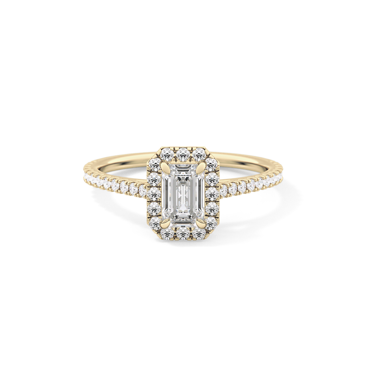 Emerald Halo & Pave Lab Grown Diamond Engagement Ring