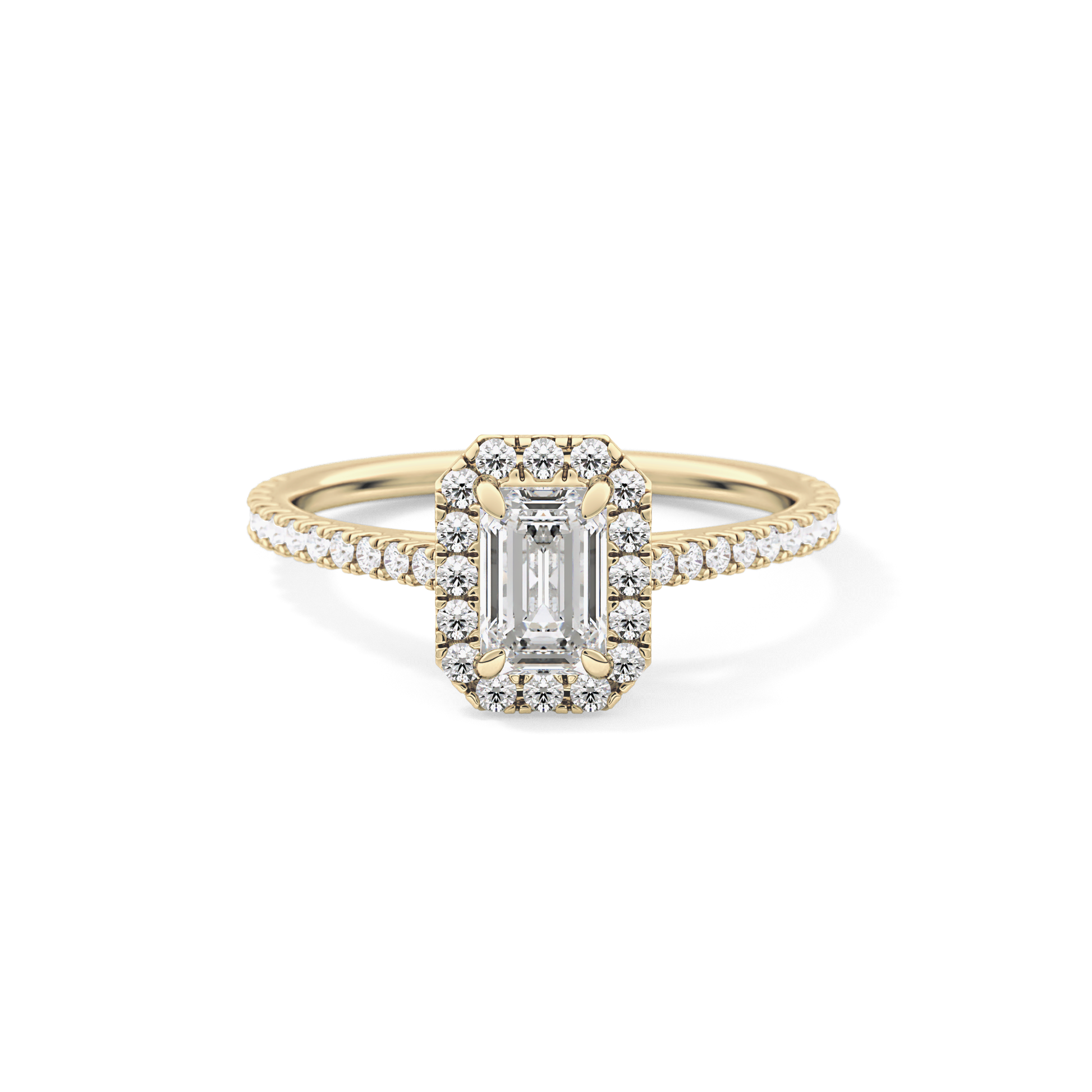 Emerald Halo & Pave Lab Grown Diamond Engagement Ring