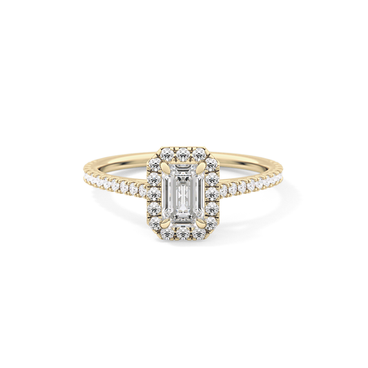 Emerald Halo & Pave Lab Grown Diamond Engagement Ring