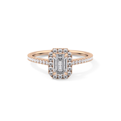 Emerald Halo & Pave Lab Grown Diamond Engagement Ring