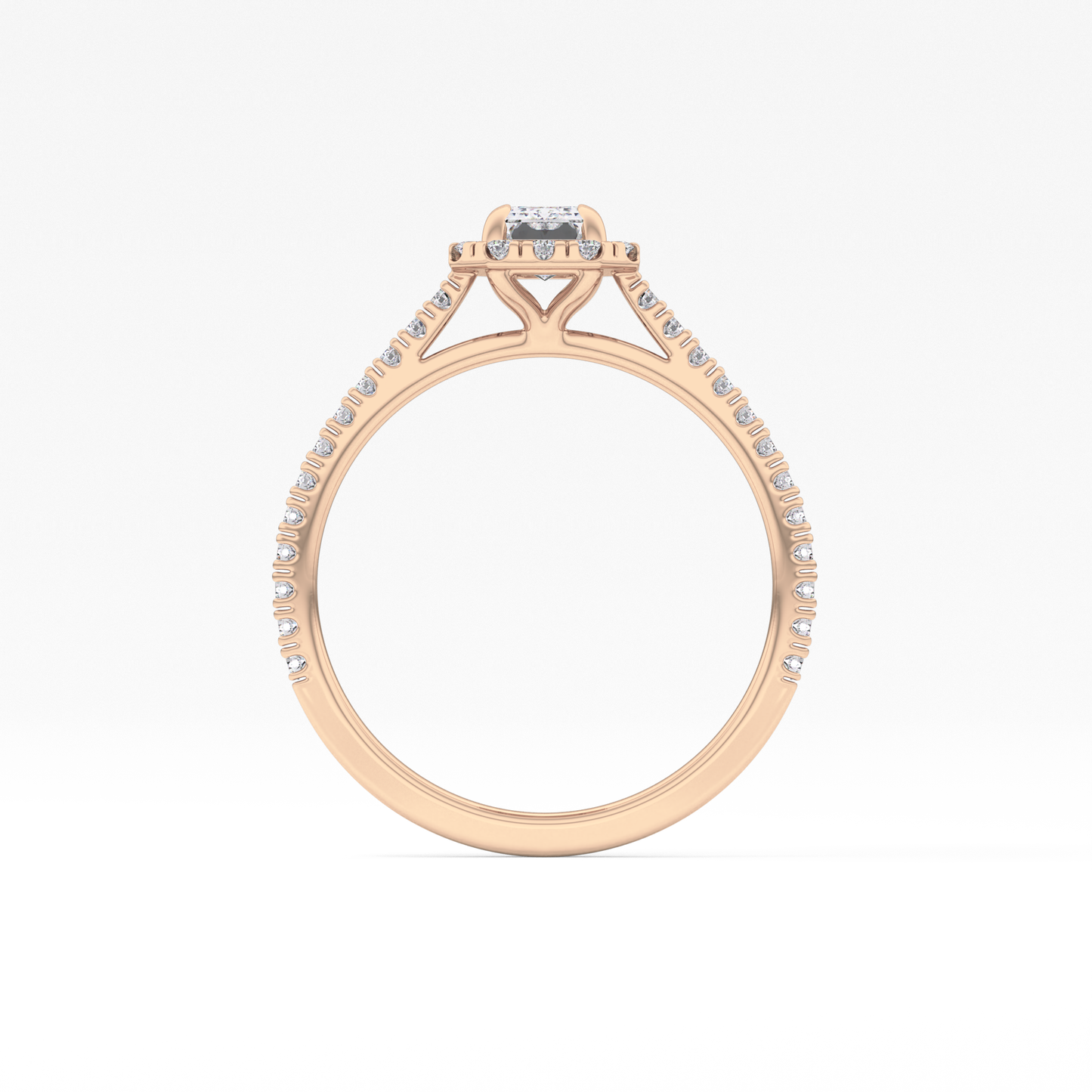 Emerald Halo & Pave Lab Grown Diamond Engagement Ring