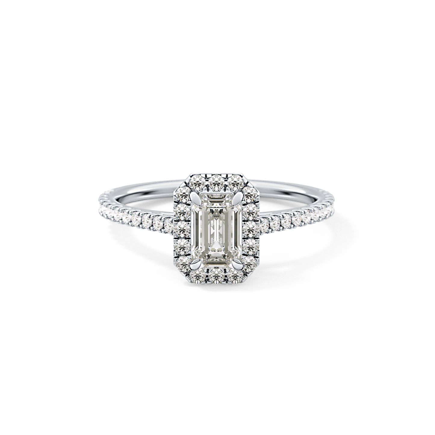 Emerald Halo & Pave Lab Grown Diamond Engagement Ring
