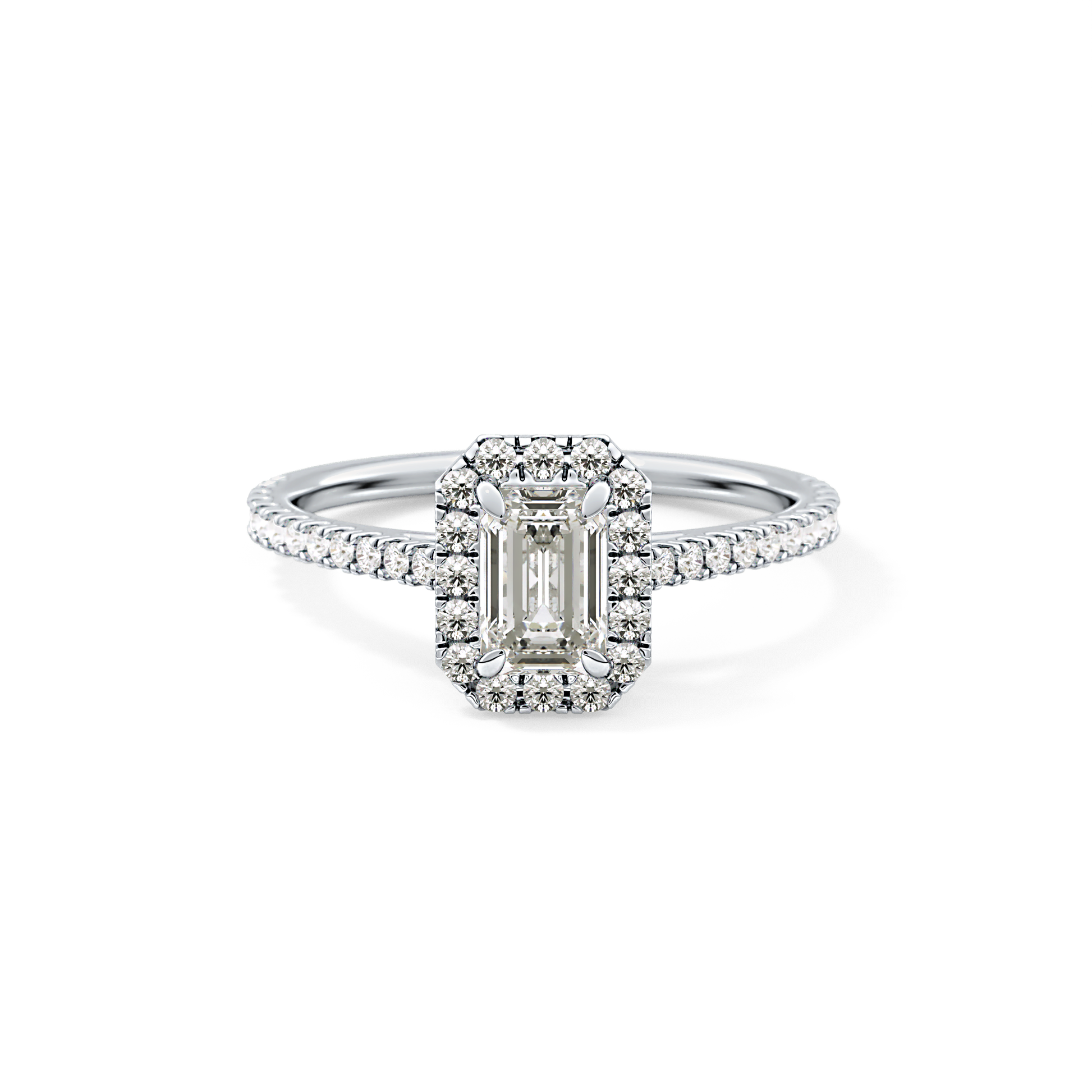 Emerald Halo & Pave Lab Grown Diamond Engagement Ring