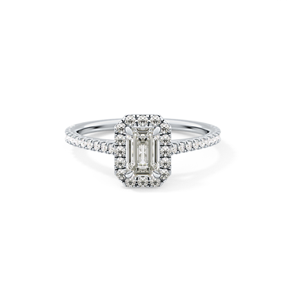 Emerald Halo & Pave Lab Grown Diamond Engagement Ring