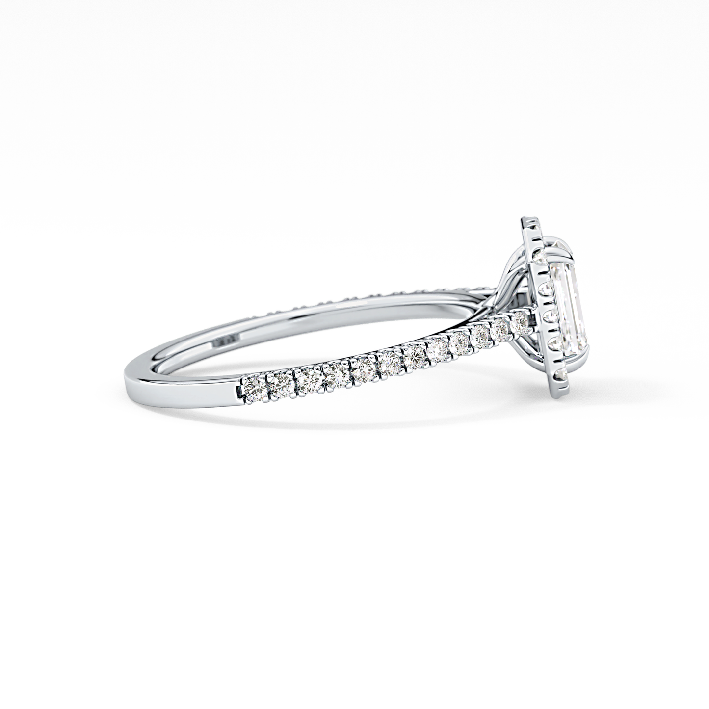Emerald Halo & Pave Lab Grown Diamond Engagement Ring