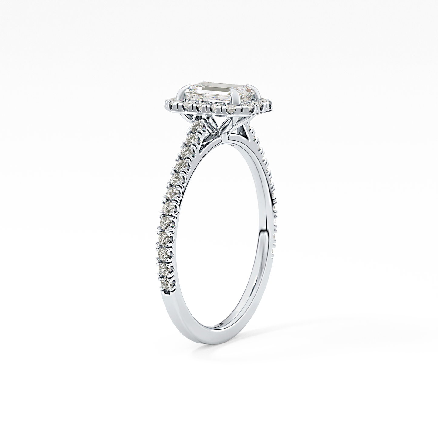 Emerald Halo & Pave Lab Grown Diamond Engagement Ring