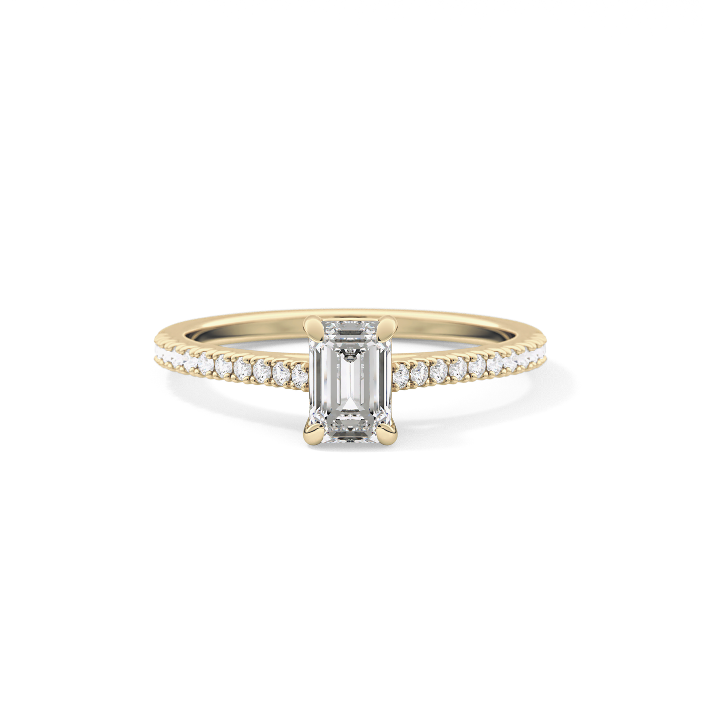 Emerald Pave Lab Grown Diamond Engagement Ring