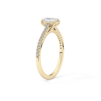 Emerald Pave Lab Grown Diamond Engagement Ring