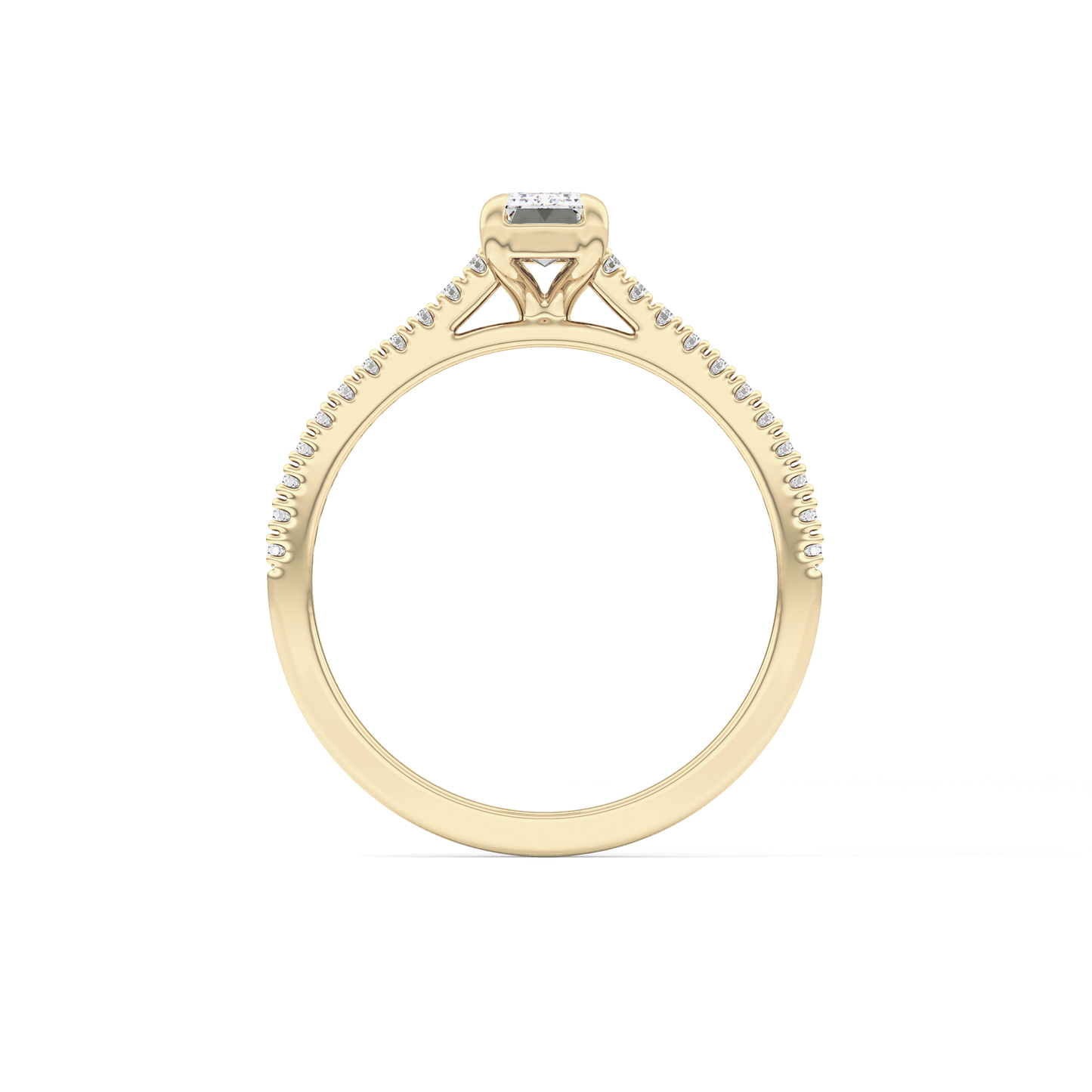 Emerald Pave Lab Grown Diamond Engagement Ring