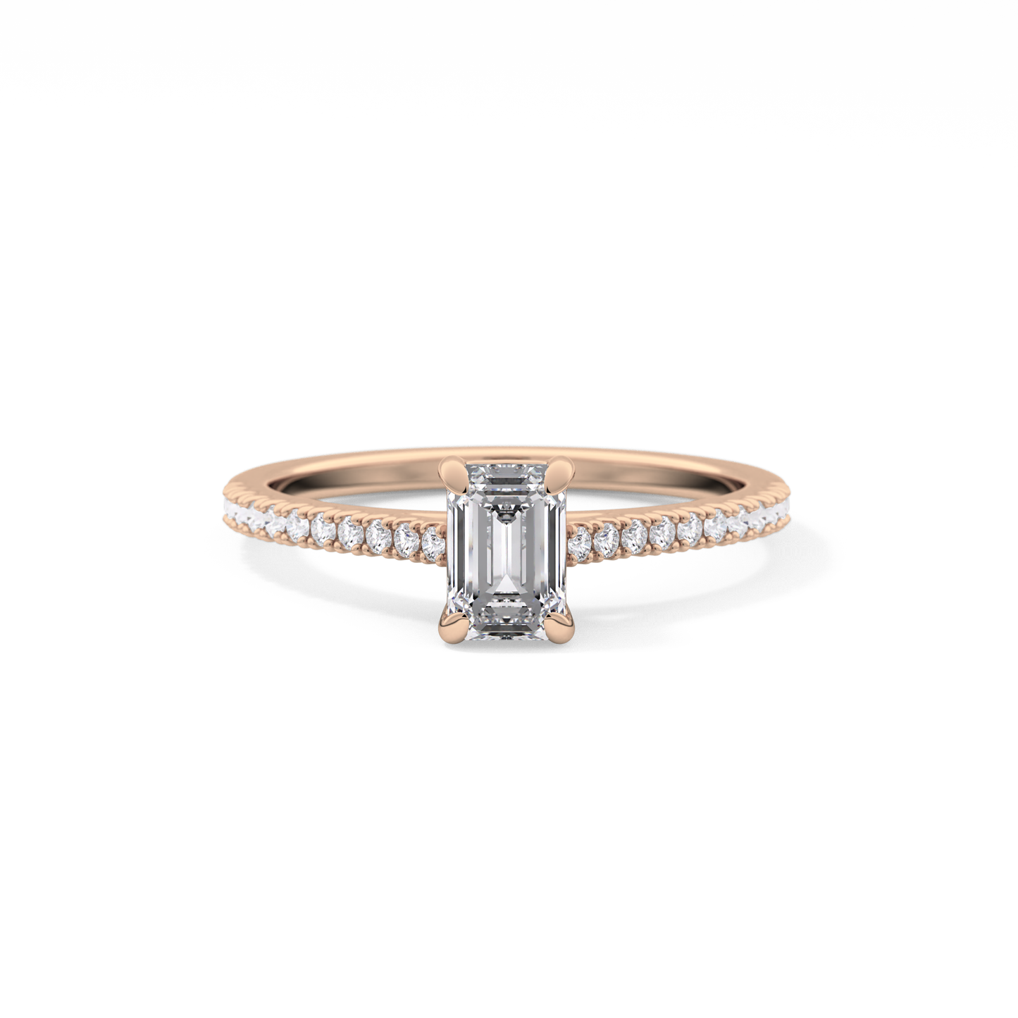 Emerald Pave Lab Grown Diamond Engagement Ring