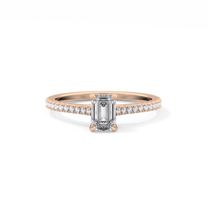 Emerald Pave Lab Grown Diamond Engagement Ring
