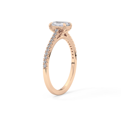 Emerald Pave Lab Grown Diamond Engagement Ring