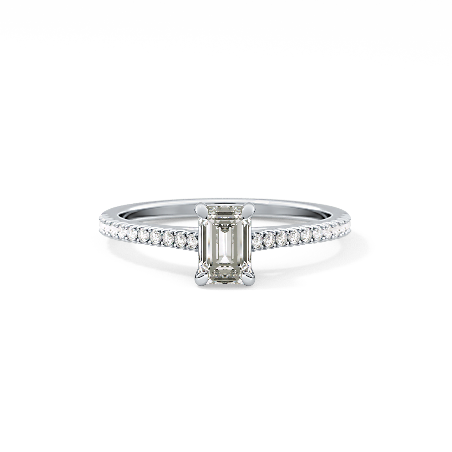 Emerald Pave Lab Grown Diamond Engagement Ring