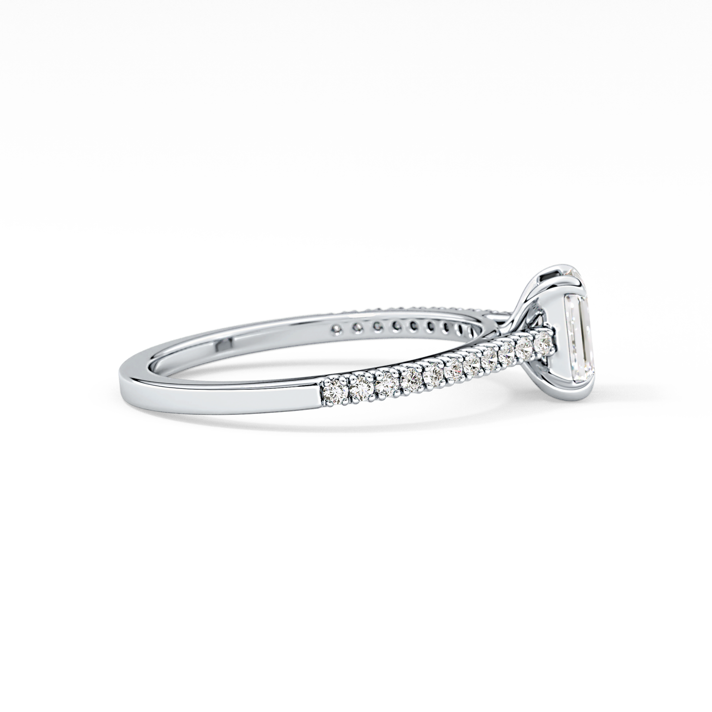 Emerald Pave Lab Grown Diamond Engagement Ring