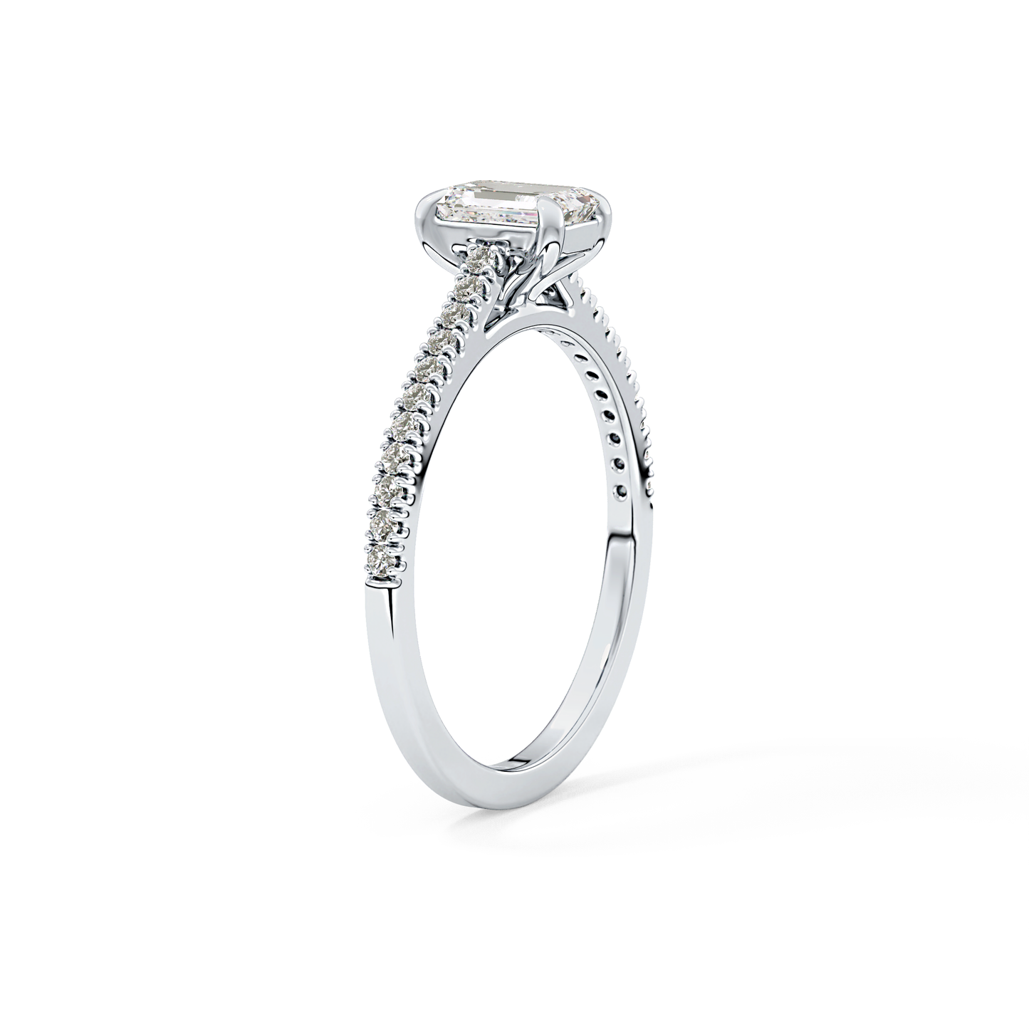 Emerald Pave Lab Grown Diamond Engagement Ring