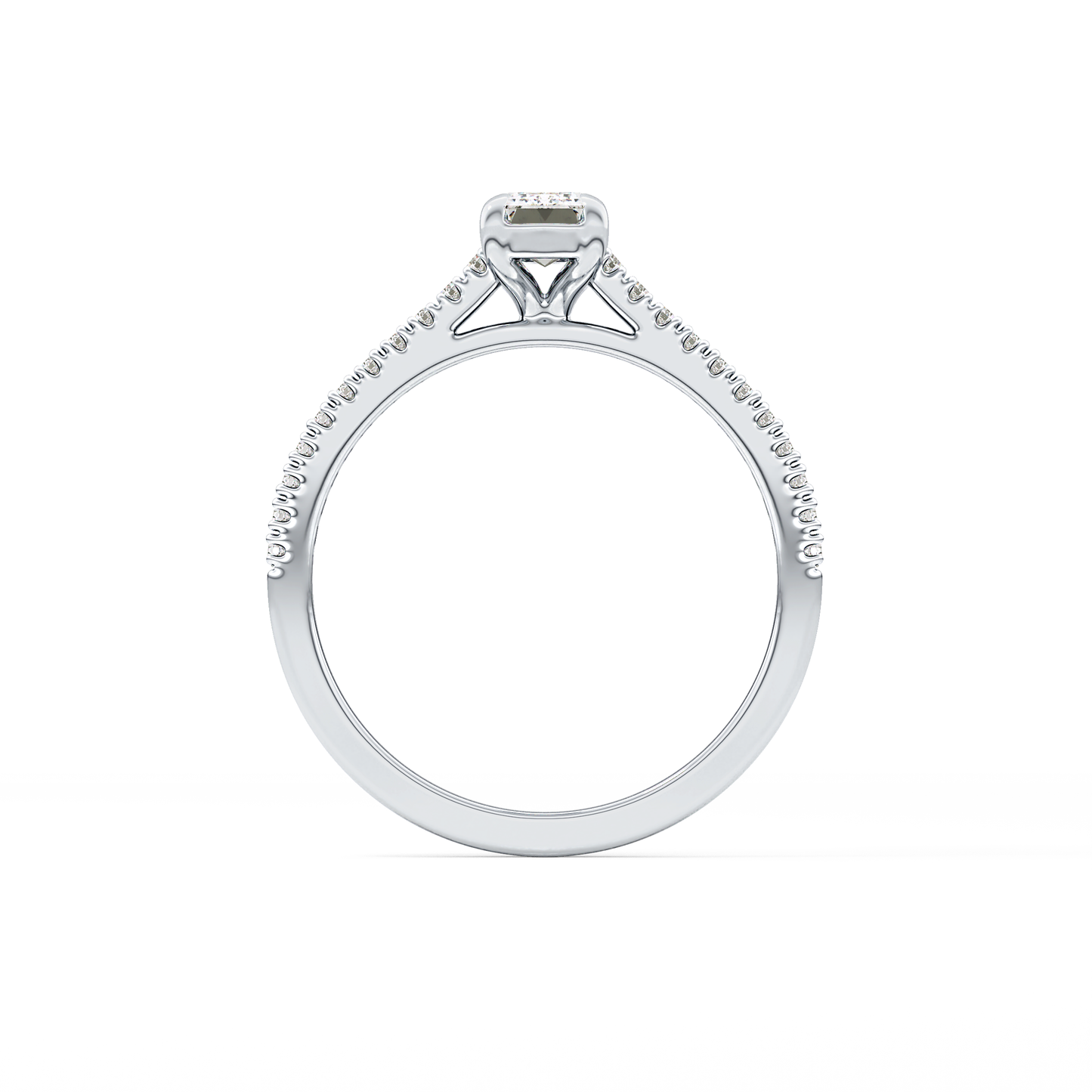 Emerald Pave Lab Grown Diamond Engagement Ring
