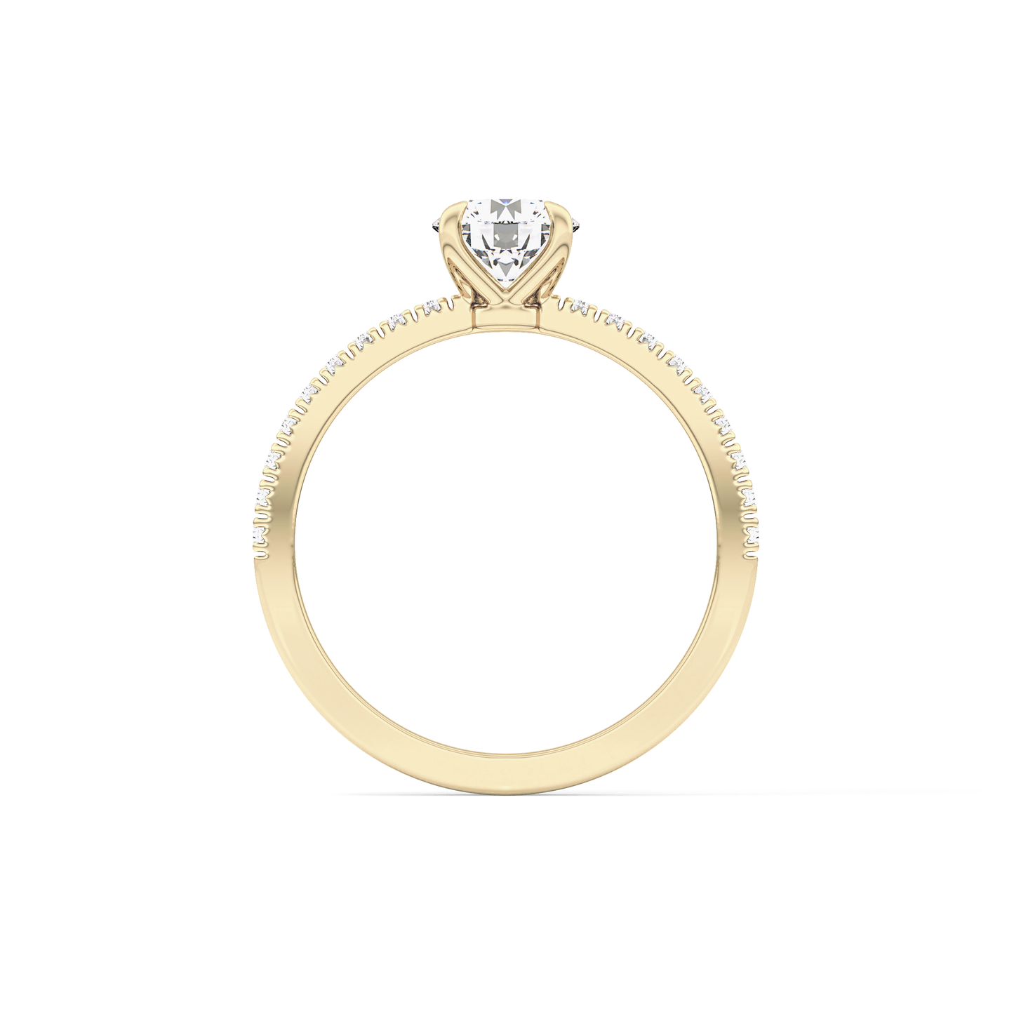 Round Pave Lab Grown Diamond Engagement Ring