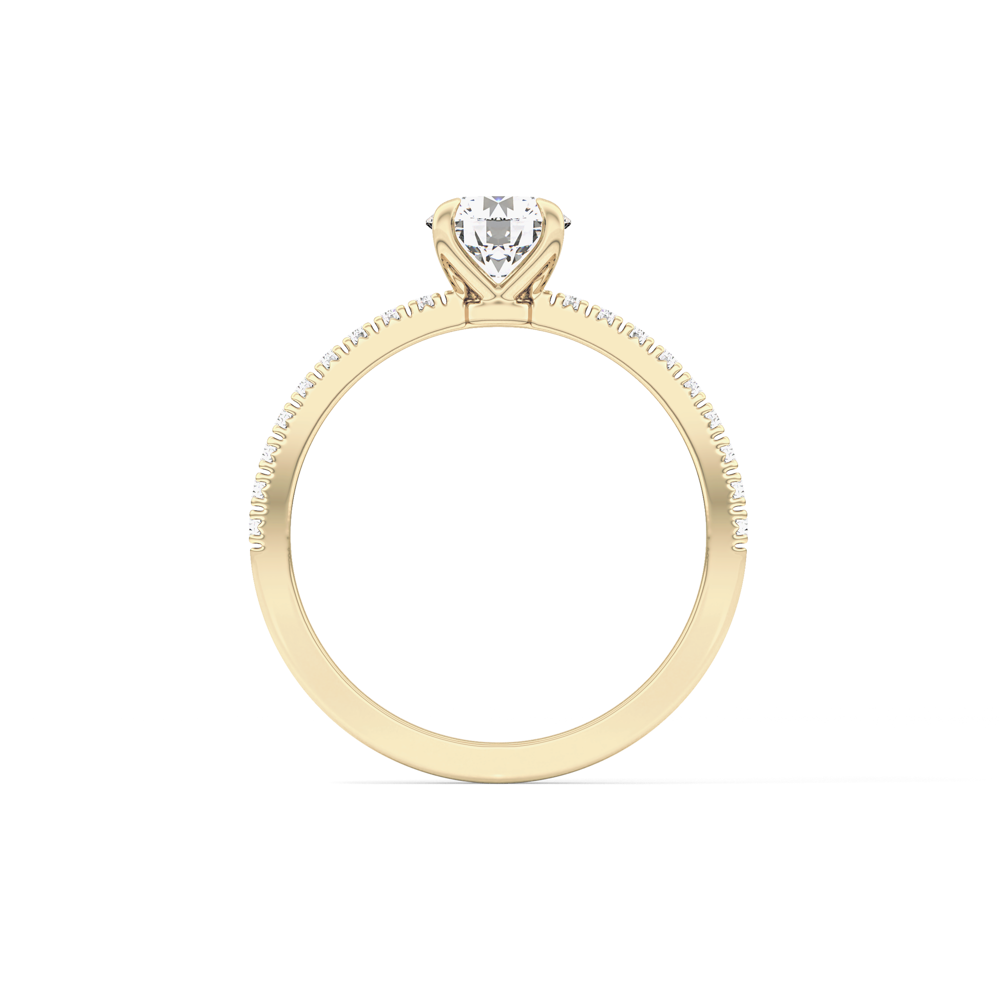 Round Pave Lab Grown Diamond Engagement Ring