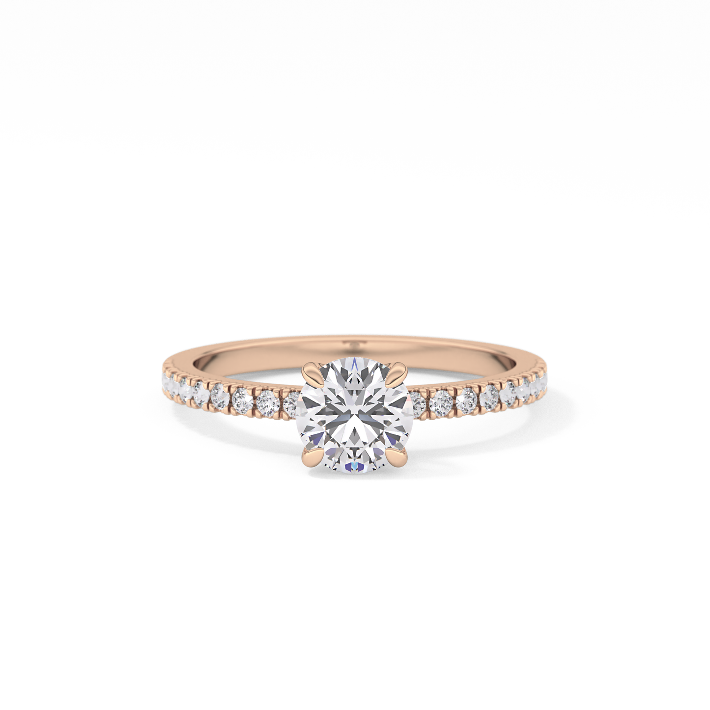 Round Pave Lab Grown Diamond Engagement Ring