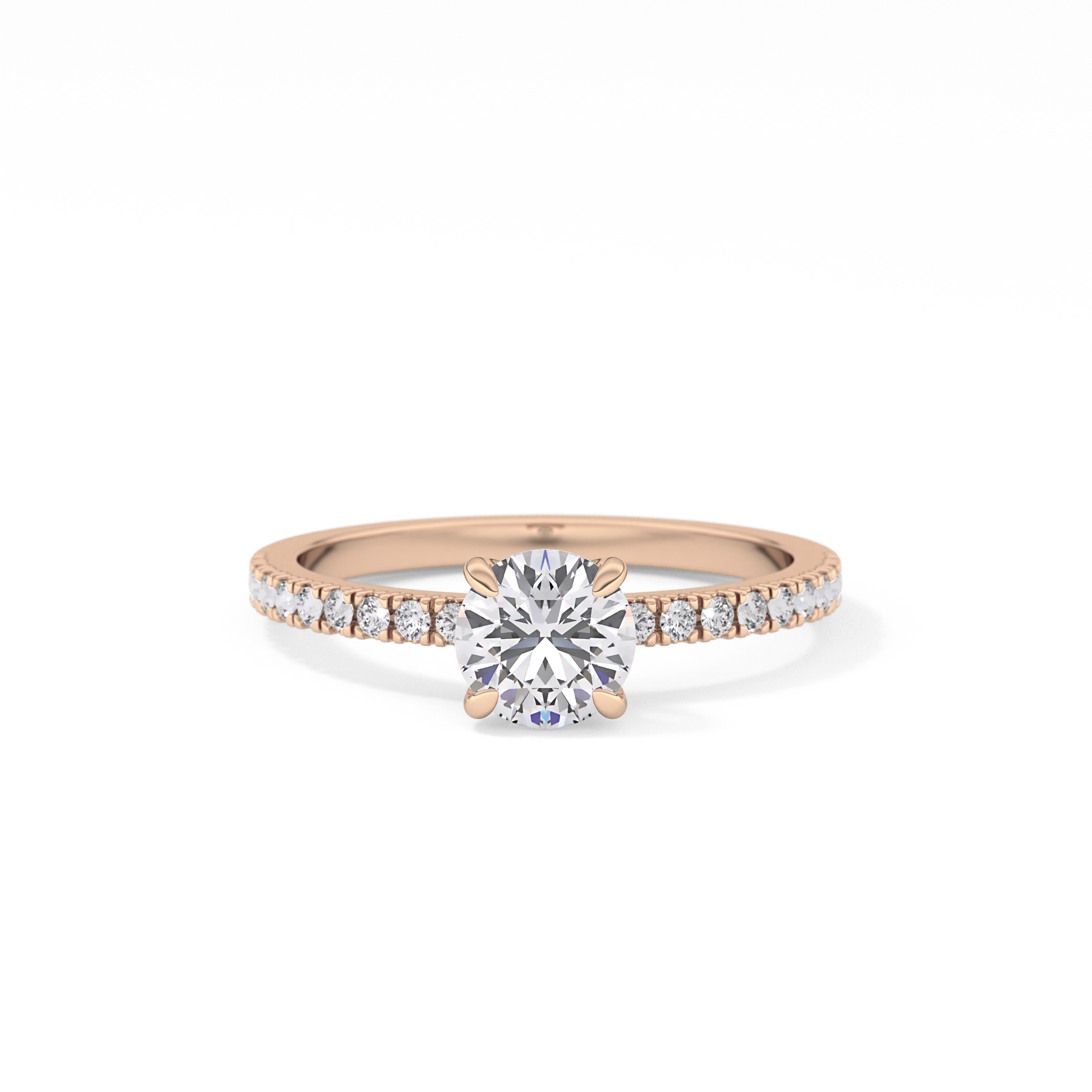 Round Pave Lab Grown Diamond Engagement Ring
