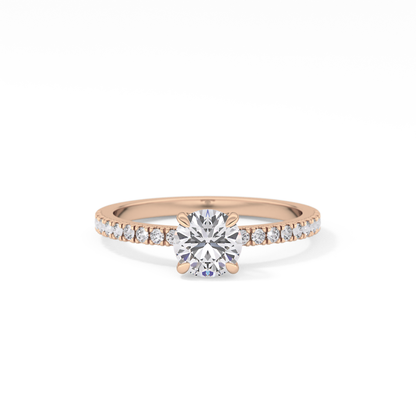 Round Pave Lab Grown Diamond Engagement Ring
