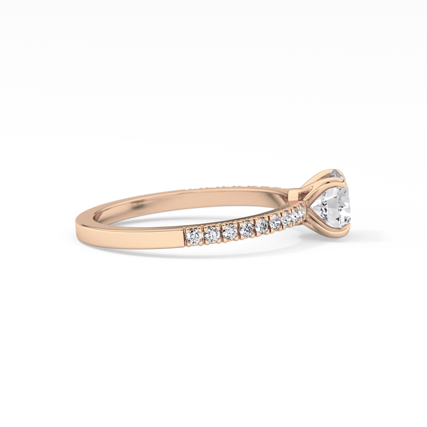 Round Pave Lab Grown Diamond Engagement Ring